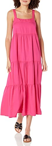 The Drop Damen Britt Maxi-Zeltkleid im Stufendesign, Rosa, L