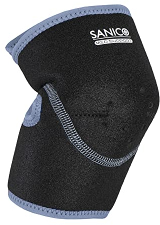 SANICO Ellenbogen-Pad - Gepolsterte Ellenbogen-Bandage mit Kompression - Orthopädische Neopren-Bandage für Stabilität, Entlastung, Blutzirkulation - Beidseitig, atmungsaktiv - 40 x 0,3 x 21 cm