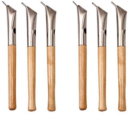 EXCEART 6pcs Handle Batik Tool on Pen Color Wax Sculpture Pottery Stainless Wood Cloth Wooden DIY Painting Artwork Tools Crafts of Carve for Printing Paint Clay