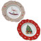 Boltze DELIGHT Weihnachtsteller, Dekorationsplatte, Winterlich, Rot-Grau, Texturiert, Keramik oder Porzellan, 19 cm, 1 kg