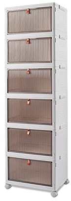 Ergocar Faltbare Aufbewahrungsbox, Kunststoff Aufbewahrungsbox mit Deckel, Stapelbare Aufbewahrungsbox Transparente mit Rollen, für Büro, Küche & Wohnzimmer