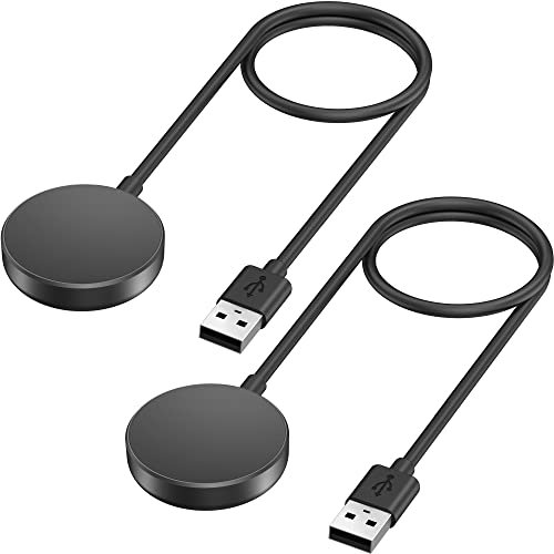 Trami 2 Pack Compatible Samsung Galaxy Watch 5/4/3/Active Charger, USB Replacement, Black