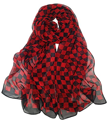 FAIRYGATE Silk Scarf for Women UK Ladies Scarfs Gifts Fashion Scarves Long Soft Neck Shawl Wrap Stole for Summer Beach Winter Red A4624