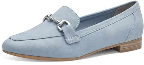 MARCO TOZZI Damen Loafer ohne Absatz Vegan mit Schnalle, Blau (Polar), 38 EU
