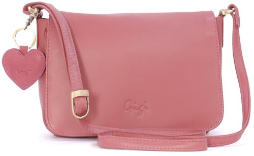 Gigi - Petit Sac Bandoulière Femme Cuir - Sac à Main à Rabat - Sac Besace - Bandoulière Réglable - 14578 - Rose