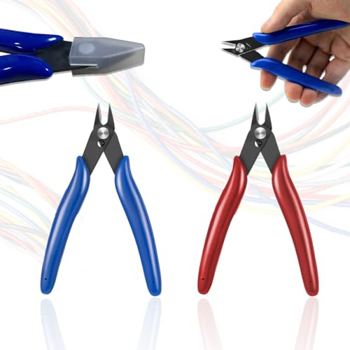 Zamety 2 Pezzi Tronchese per Ferro, Tronchese Blu, Rosso, Tronchesi con Coperchio Protettivo, Tronchesino, Forbici Elettricista, Pinza Multiuso, Forbice Elettricista 130x80cm, per Tagli di Precisione