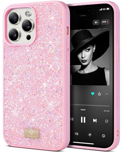 BEZ Cover per iPhone 15 Pro Max Scintillio Glitter, Custodia per iPhone 15 Pro Max della serie Bling & Co., Custodia Sparkle Diamond Crystal Bling Case per iPhone 15 Pro Max, Rosa