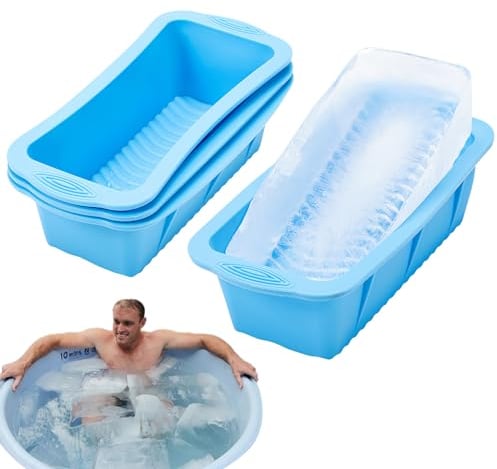 Lot de 4 grands bacs à glaçons, grands moules à glaçons pour congélateur, faciles à démouler, réutilisables, pour faire des glaçons de 2 kg pour bain glacé, baignoire plongeante froide ou glacières
