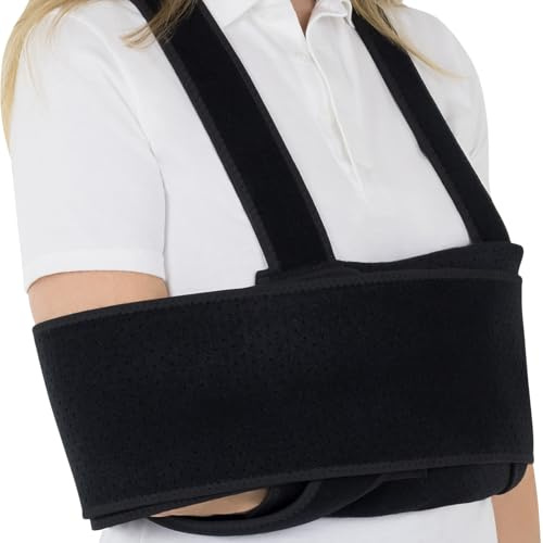 Vive Arm Sling Shoulder Immobilizer for Sleeping (Fits Left & Right) - Comfortable Night Support for Elbow Injury, Rotator Cuff Surgery, Broken Wrist & Hand - Adjustable Straps Fit Men & Women (Black) (Standard)