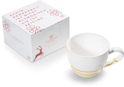 GMUNDNER KERAMIK Teetasse Maxima in einer Geschenkbox, reines geflammtes Gelb, 382 ml, handgefertigt in Österreich