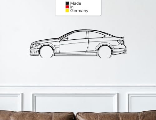 C63 AMG Detailed, Metall Wandbild, Wanddeko, Auto Silhouette, Metal Car Wall Art (Größe: 69 cm (27))