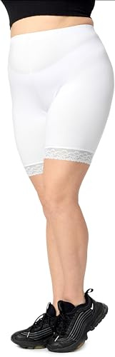 Merry Style Große Größen Damen Kurze Leggings aus Viskose mit Spitze MS10-453 (Weiß, 4XL)