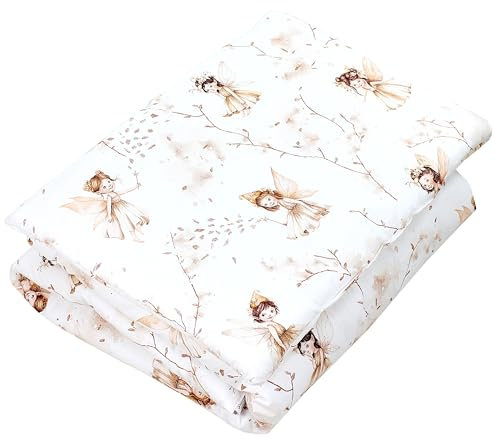 TupTam Kinder Gemusterte Bettdecken Set Ganzjahresdecke Bettdecke Kopfkissen Flachkissen 2tlg., Farbe: Beige/Feen, Größe: 135x100 cm
