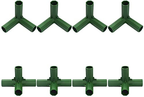 8PCS Fitting 16MM Stable Support Heavy Duty Greenhouse Frame Building Connectors 3 Way 4 Way Greenhouse Pipe Fitting Sets Gardening Plant Stakes Bracket Joint Tool for Flower Stands Greenhouse Frame