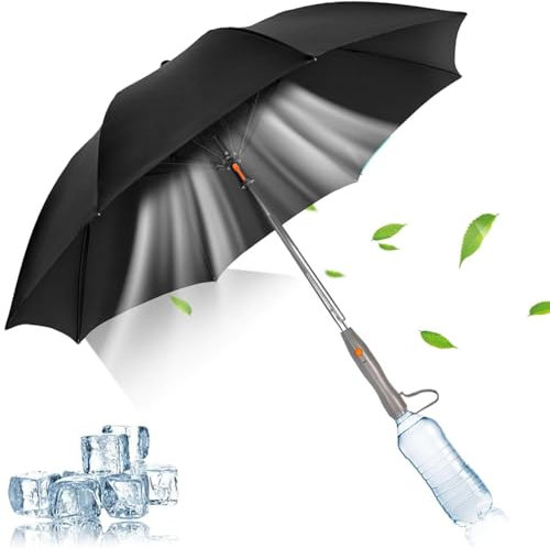 Générique Parapluie anti-UV avec ventilateur et brumisateur, parapluie multifonction avec ventilateur et brumisateur, parasol rechargeable par USB, parapluie rafraîchissant, pour la pêche, le golf