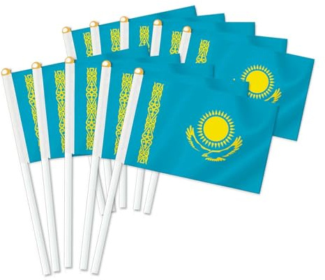 25 Stück Kasachstan Handheld Flagge, Dekor Hand gehalten Hold Fahne, Dekoration Banner hand Kazakhstan