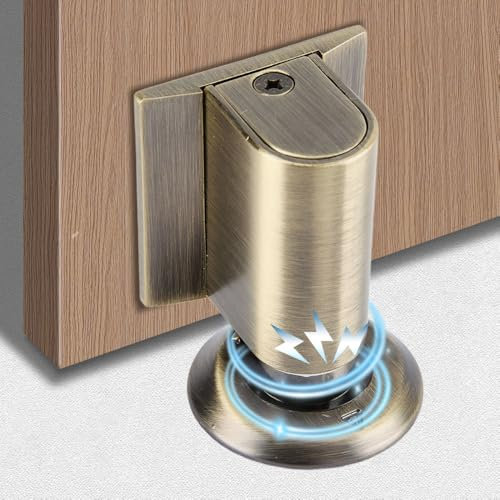 Door Stop Magnetic Door Stoppers, Door Catch Patio Door Stops Indoors Adjustable Silent Magnetic Floor Door Stop, Heavy Duty Magnetic Door Stopper with Adhesive for Home Bedroom Office (3#-Bronze)