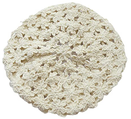 Greabuy Baskenmütze für Damen, französische Baskenmütze, Winter, Herbst, handgefertigt, Blumenmuster, einfarbig, Kürbismütze, gehäkelt, Baskenmütze, Künstler-Hut, passend für Straßenschießen, modische