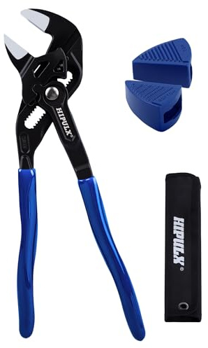 HIPULX 10-Inch Pliers Wrench with 2 Protective Covers - Professional Grade CRV Steel Adjustable Parallel Jaw Wrench with One-Click Resizing, Storage Pouch for All Types of Nuts, Water Pipes, etc