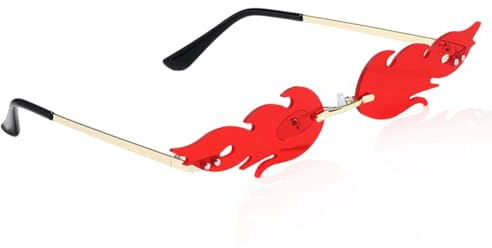 QYEHF Lustige sonnenbrille, Flammen Sonnenbrille, Flammen Brillen, Feuer Flammen Brille Geeignet Party Halloween Cospla Kostümzubehör Damen Herren,Neuheit Partybrille für Maskerade Party-rot