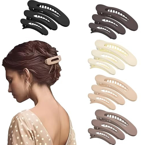 MOTIBACK Lot de 15 pinces à cheveux plates pour femme - Antidérapantes - Pour cheveux épais et fins - 3 tailles