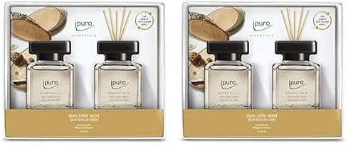 ipuro - Essentials Raumduft CEDAR WOOD 2x50ml | Raumerfrischer mit Orange, Zitrone, Rosmarin, Ylang Ylang, Sandelholz & Vanille Duft Aroma | Diffuser mit Stäbchen | Lufterfrischer für die Wohnung