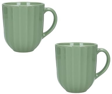 BRANDANI Set 2 Mug/Tazze da colazione Calipso 51450 Rotonda 9,5cm Verde Salvia Porcellana