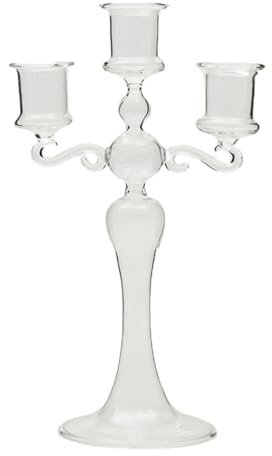 Bougeoir à 3 têtes : 3 Branches, Bougie française créative en Verre, dîner Romantique chandelles | Chandelier en Kandelaber Transparent, pièce intermédiaire