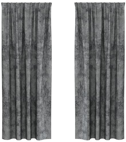 vidaXL 2er Set Samtvorhänge mit Ösen in Grau - 260 x 140 cm - Innenfensterbehandlung, Sichtschutz, lichtfilternde Vorhänge, verdunkelndes Material, Elegante Raumverdunkelung.