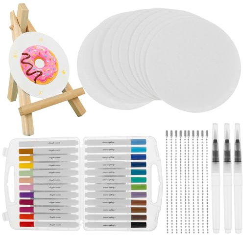 Magic Puffy Paint Magic 3D Mousse Texture Kit de peinture 24 couleurs Stylos 3D pour enfants Image éponge Papier pour bricolage Collier de perles Concevoir cartes de vœux Poster Décoration (rond)