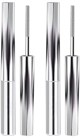 Iron Wand Mascara, 2-Stuck Metall Mascara Stab, schwarze, waschbare, wasserfest, natürliche Länge, schlankes Volumen, langanhaltend