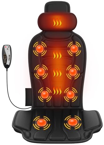 comrelax Back Massager with Heat，Vibration Massage Chair Pad with 5 Massage Modes & Adjustable Heat Levels, Memory Foam Back Massager Cushion for Office Chair, or Home Use，Midnight