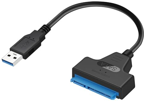 YCSONLY ﻿USB 3.0 to SATA Cable Adapter, SATA to USB 3.0 22 Pin 2.5 Lnch Hard Disk Drive SSD Adapter Connector III SSD Data Transfer Recovery High-Speed Data Transfer Sata Cable(Black)