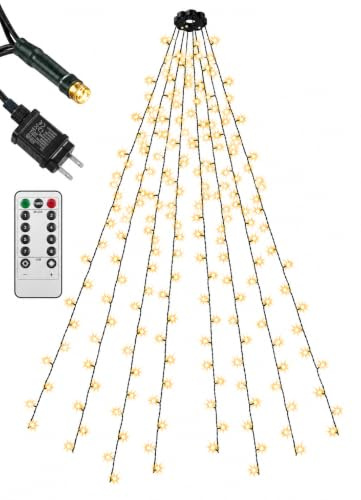 Menz Lichterkette warmweiß für Weihnachtsbäume 8 x 2 m – 320 LEDs mit 8 Leuchtmodi, IP44 wasserdicht, Weihnachtsbeleuchtung für innen & außen