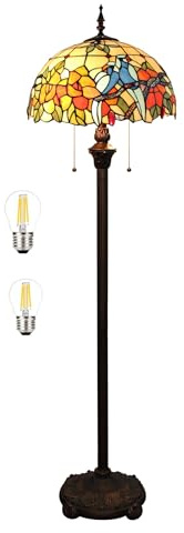 Five liters 16 Zoll Tiffany Stehlampe Liaison, Gelbe Buntglas Leselampe im Antik-Stil für Wohnzimmer & Schlafzimmer (TF-LDD16-B)
