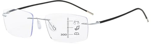 ABETOS Randlose Gleitsichtbrille Lesebrille Damen Herren Ultralight Titan Progressive Multifokale Anti Blaulicht Lesehilfe Brillen Ohne Rahmen