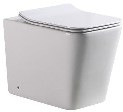LANERI WC A TERRA Edge Rim – Vaso Rimless - Senza Brida Bianco Lucido FILO PARETE design squadrato – Coprivaso Soft-Close