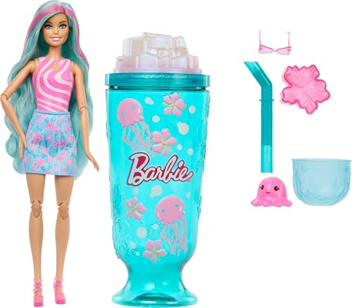 Barbie Pop Reveal Doll & Accessories, Purple Hair, Sea Slushy Series