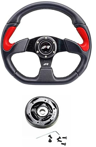VOLANTE STERZO MANUBRIO SPORTIVO NERO con Razze Rosse Completo di Mozzo Specifico per Panda 4X4 modello 141-141A Prodotte dal 1986 al 2003 - X2330PUN-PR - C-5018S