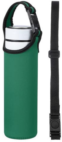 QUARKZMAN 2pcs Housse Isotherme Pour Gourde En Néoprène, Pochette Porte-Gourde Isotherme 15.5-20oz Pliable Avec 2 Bretelles, Vert Foncé