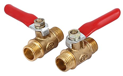 sourcing map 2 stück 1/4BSP Außengewinde Messing 180 Grad Hebel Griff Kugelhahn Rohrverbinder