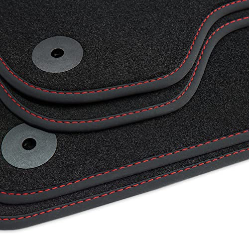 tuning-art V205 Fußmatten Exclusive passend für VW Tiguan 1 5N 2007-2015, Naht:Rot