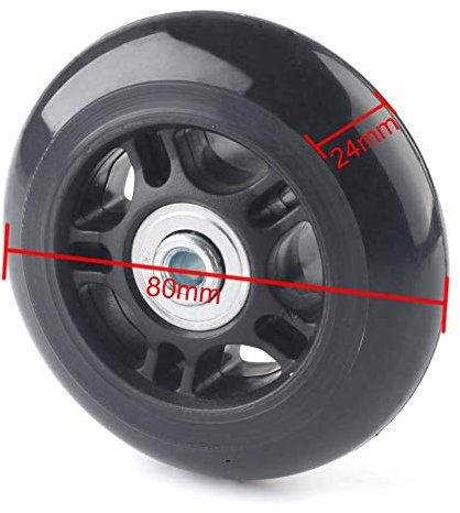 Paar Gepäck-Koffer Ersatz Wheels Rad Gummi Metall für Trolley Gepäckkoffer Hartschalenk ffer (Schwarz, 80x24mm)