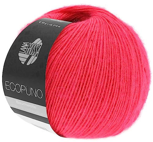 LANA GROSSA Ecopuno | Edle Netzgarnstruktur aus Baumwolle gefüllt mit Merino/Alpaka | Handstrickgarn aus 17% Schurwolle & 11% Alpaka Wolle | 50g Wolle zum Stricken & Häkeln | 215m Garn FB 36