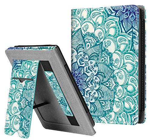FINTIE Étui pour 6 Kobo Nia 2020 / Kobo Clara HD 2018 (Numéro de Modèle: N306 / N249) - Coque avec Béquille Housse avec Compartiment Cartes et Dragonne, Veille/Réveil Auto, Émeraude
