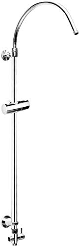 Cornat Steigrohr Round Vario - 80 - 130 cm - Höhenverstellbar - Runde Form - Mit Umschalter & Handbrausenhalter - Variable Wandbefestigungen / Duschstange für Kopfbrausen / Brausearm / TECBW3410