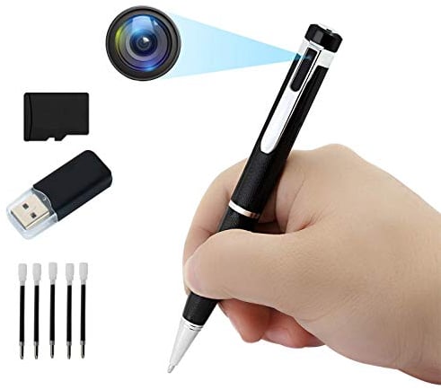 Igzyz 1080P Stift Mini-Kameras,Bewegungserkennung kostenlose 32 GB SD eingebaute und 5 Tinten, Stimme und Bild Executive Multifunktions-Überwachungskameras