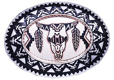 FRONT LINE JEWELRY Western-Cowboy-Gürtelschnallen, Bär, Ureinwohner, Hirsch, Wolf, Metall, Pferd, Adler, Zug, Wolf, Elch, Kuh-Schädel, Large