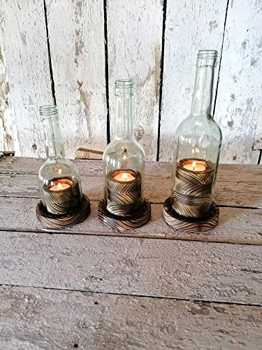 ZimmerKultur Wein Windlicht 3er Pack, Ambiente Collection, rustikal, abgeflammt