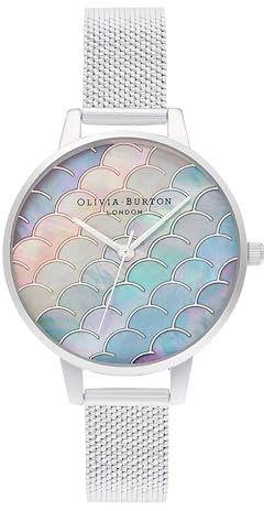 Olivia Burton Analog Quarzuhr für Damen Kollektion Under THE SEA mit Silbernes Edelstahl-Mesh-Gliederarmband - OB16US46